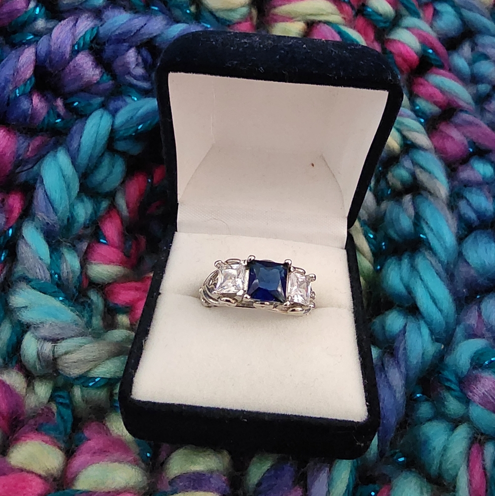 Three Stone Square Cut Ring Size 7